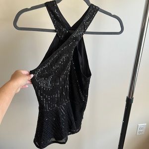 NWT Black Sequin Peplum Tank